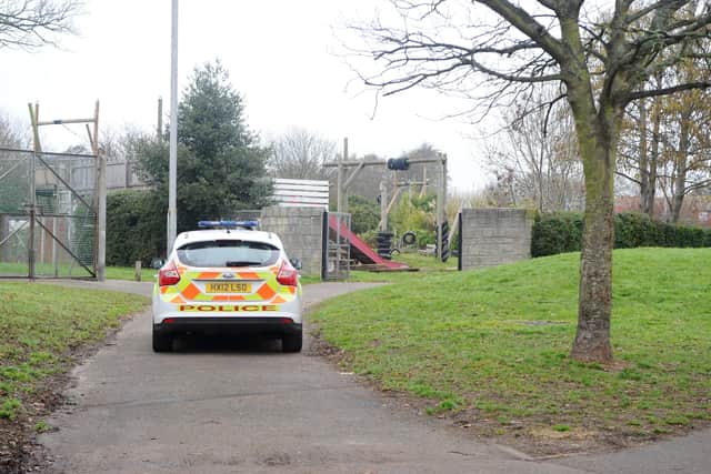 A police car at Stamshaw Park. Picture: Sarah Standing