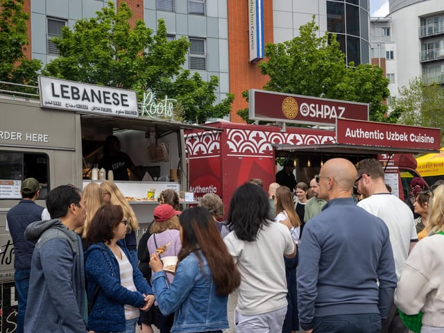 There is culinary influences from across the world including Lebanese and Uzbekistan food trucks. Photos by Alex Shute