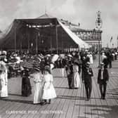 Boaters and parasols were the order of the day in this picture of sun-seekers on Clarence Pier, Southsea, about 1910.