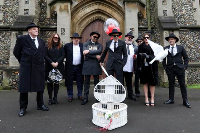 The family released several doves in tribute to their mother. Picture: Chris Moorhouse
