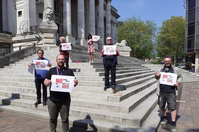 The South Coast Coronavirus Action Committee held a socially distanced protest against the potential 'premature' easing of lockdown.