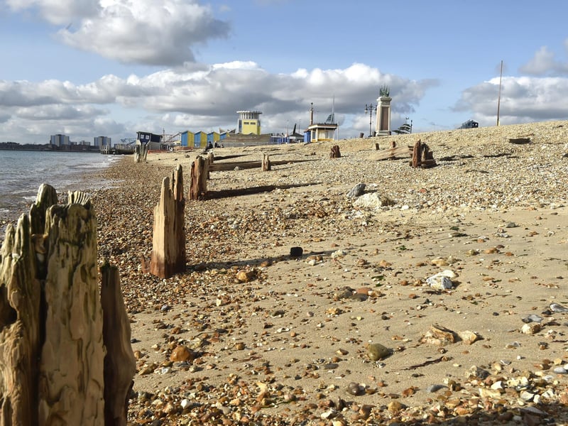 Southsea seafront pictured in October 2024 before the coastal scheme work started. Old pieces of wood have been removed as part of the project.
Picture: Sarah Standing (101024-3192)