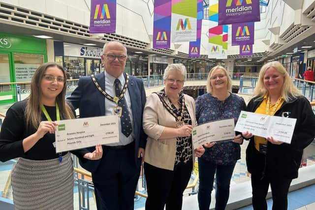 The charities with the Mayor of Havant, Rosie Raines, and the Mayor's Consort, Graham Raines