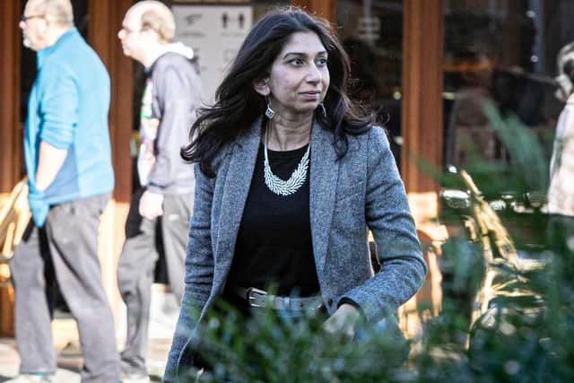 Home secretary Suella Braverman annoucned in January that three of the pledges in the Windrush report would not be implemented. An anti-racism charity is considering legl action as a result. Pictured: Suella Braverman arriving at Westbury Manor Museum, Fareham, in January 2023 Picture: Habibur Rahman