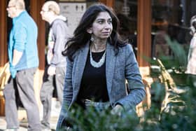 Home secretary Suella Braverman annoucned in January that three of the pledges in the Windrush report would not be implemented. An anti-racism charity is considering legl action as a result. Pictured: Suella Braverman arriving at Westbury Manor Museum, Fareham, in January 2023 Picture: Habibur Rahman