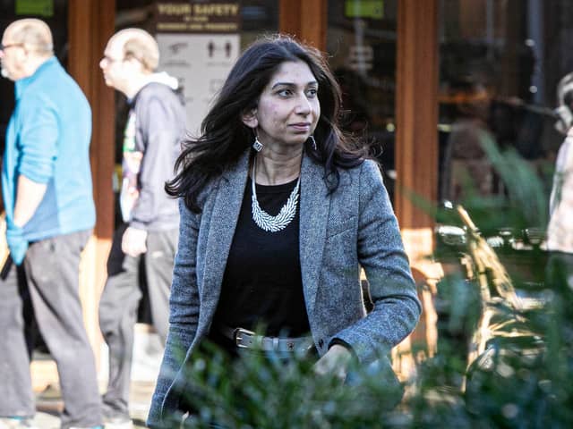 Home secretary Suella Braverman annoucned in January that three of the pledges in the Windrush report would not be implemented. An anti-racism charity is considering legl action as a result. Pictured: Suella Braverman arriving at Westbury Manor Museum, Fareham, in January 2023 Picture: Habibur Rahman