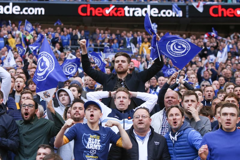 Pompey fans at Wembley against Sunderland in the Checkatrade Trophy final on March 31, 2019. Picture: Habibur Rahman