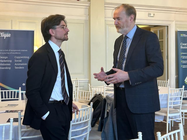 Ross McNally, Chief Executive and Executive Chair of Hampshire Chamber of Commerce, right, with David Bharier, Head of Research at British Chambers of Commerce. The pair were together for the launch of Portsmouth & South Coast Business Week 2026 at The Queen’s Hotel, Southsea.