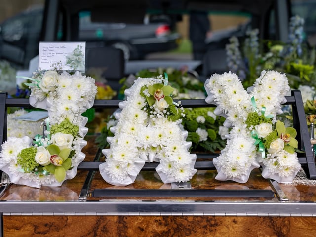 Floral tributes for baby Jax at the Oaks in Havant. He passed away on February 15, six days before his first birthday. Picture: Mike Cooter (160324)