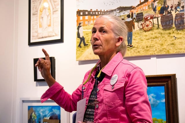 Mary Montagu-Scott with new artworks in The Art of Buckler's Hard