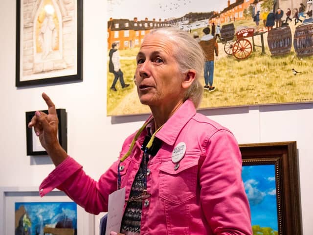 Mary Montagu-Scott with new artworks in The Art of Buckler's Hard