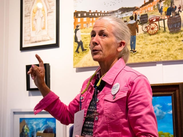 Mary Montagu-Scott with new artworks in The Art of Buckler's Hard