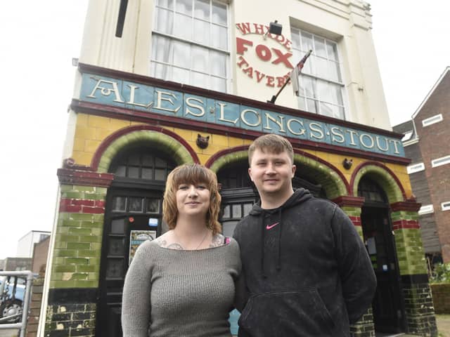 Heidi Bennett (29) and her partner Lewis Hind (29) have moved from Weymouth to Gosport to take over as the landlords of The Fox Tavern in North Street, Gosport, which is the one of oldest pubs in Gosport.  Picture: Sarah Standing (240125-8706)