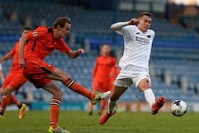 Flashback - current US Portsmouth Harry Birmingham defender, left, in action for AFC Portchester during their 2017/18 Portsmouth Senior Cup final against Hawks at Fratton Park. Picture: Chris Moorhouse