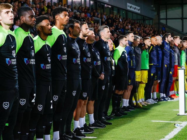 Both Pompey and Burton come together in the dugouts to pay tribute to the late Monarch, who passed away on Thursday.