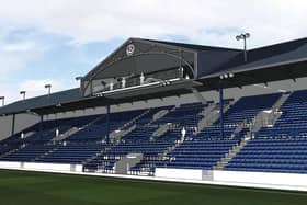 The new-look South Stand with it's continuous tier, a new TV gantry and dugouts    Picture: Portsmouth FC