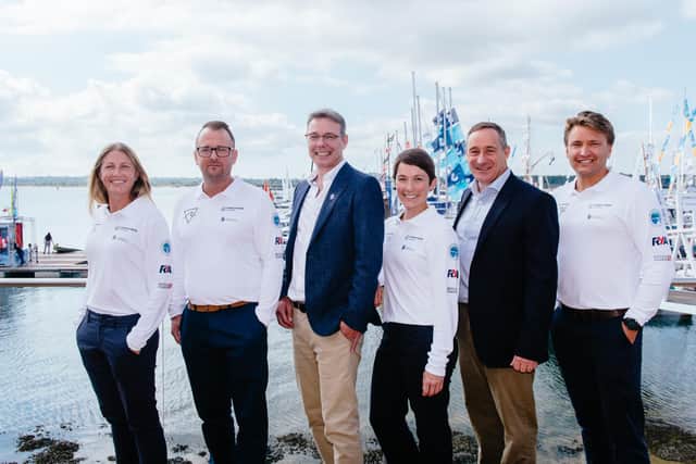 The team plus, right-hand side second in, Pete Bradshaw, CEO at Premier Marinas and Professor John McGeehan in the middle.