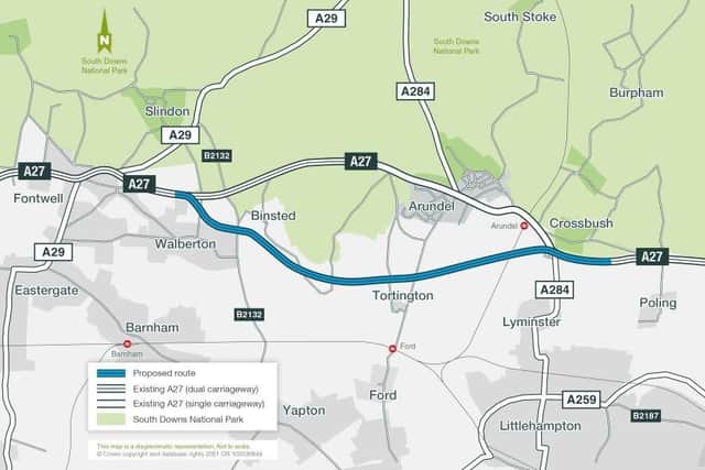 The ambitious plans for upgrading the A27 at Arundel are being put to the public for feedback as part of a statutory consultation which will run for eight weeks. Picture: Highways England.
