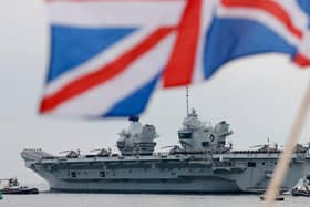 HMS Queen Elizabeth  is today marking her fifth anniversary since arriving in Portsmouth. Photo by ADRIAN DENNIS/AFP via Getty Images)