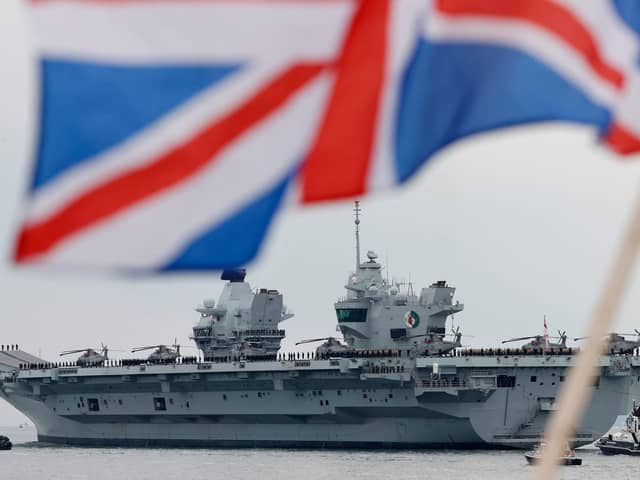 HMS Queen Elizabeth  is today marking her fifth anniversary since arriving in Portsmouth. Photo by ADRIAN DENNIS/AFP via Getty Images)