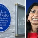 Freedom from Torture attached a mock blue plaque to Suella Braverman's constituency office in Fareham