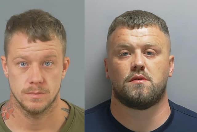 Left, Charlie Statham, 30, of Crescent Close, Winchester, and Aston Hannis, 30, of Leah Gardens, Eastleigh