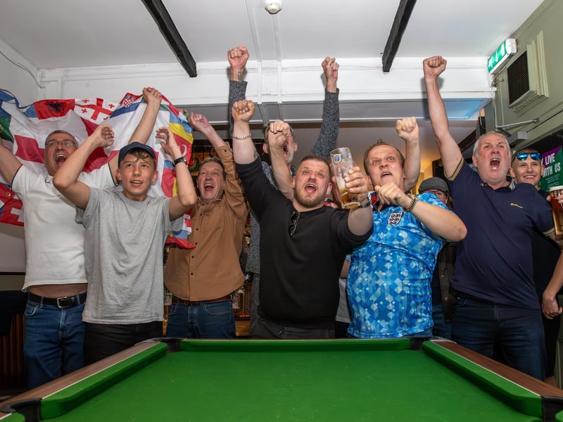 England fans gathered at the Milton Arms in Portsmouth on Sunday evening to watch England's opening game against Serbia in Euro 2024.Photos by Alex Shute