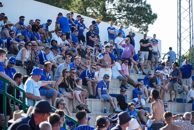Around 600 Pompey fans made the trip to the Estadio Jose Burgos de Quintana in Malaga to cheer the Blues on against Europa FC on Thursday.   Picture: @Pompey