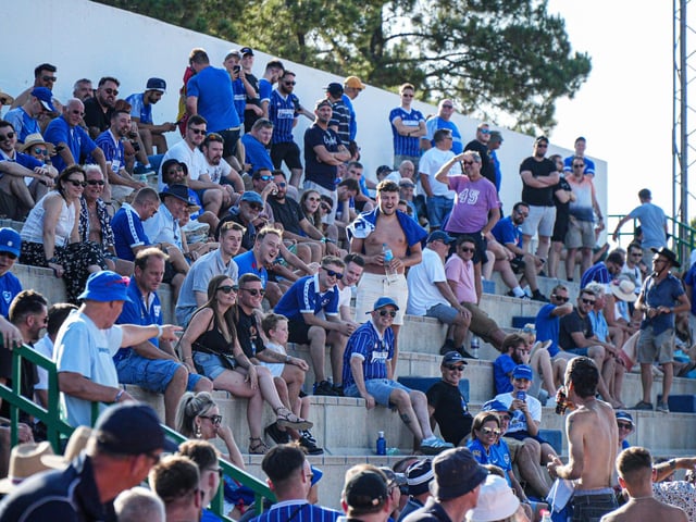 Around 600 Pompey fans made the trip to the Estadio Jose Burgos de Quintana in Malaga to cheer the Blues on against Europa FC on Thursday.   Picture: @Pompey