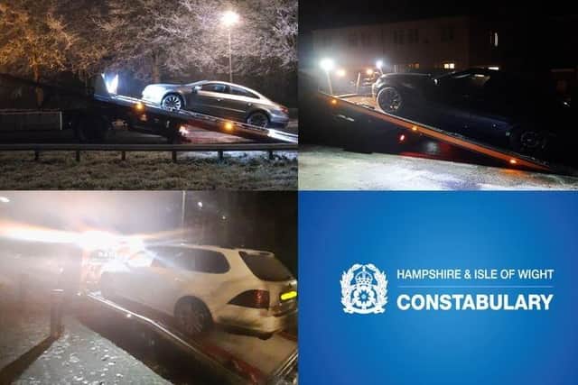 Hampshire Constabulary seized three cars on December 11, 2022, for not being insured, as part of Operation Chromium - a crackdown in Basingstoke on anti-social behaviour linked to unauthorised car meets