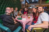 People having fun at Karen's Diner.