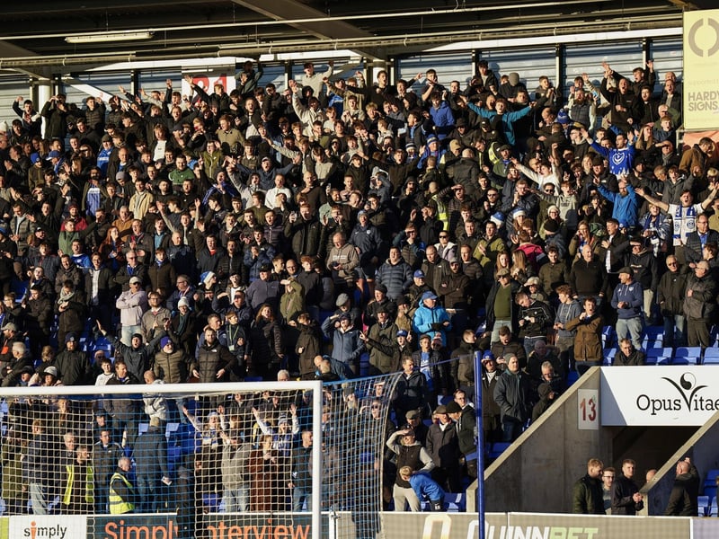 Pompey were accompanied by more than 1,500 fans for the trip to Shrewsbury