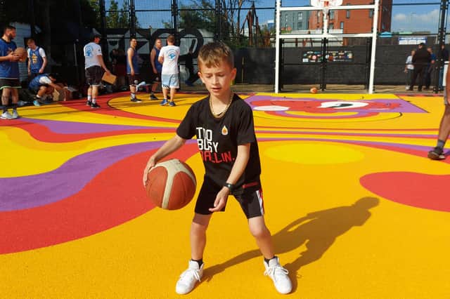 Zach Robinson, 9, from Chichester, at the opening of the new Orchard Park court on September 18, 2021.