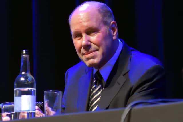 Micael Eisner during the meeting with the Pompey Supporters' Trust at Portsmouth Guildhall ahead of his 2017 takeover. Picture: Neil Marshall (170302-10)
