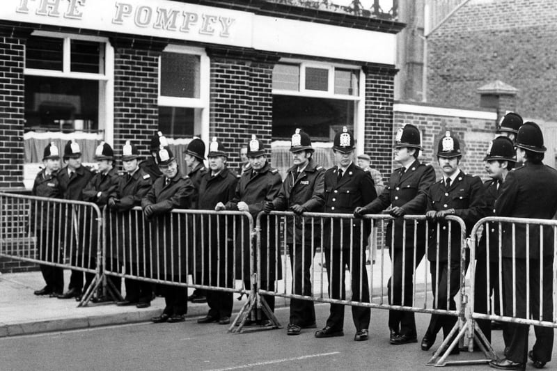 Police in the 1980s: Police outside Fratton Park in May 1982. The News PP1089