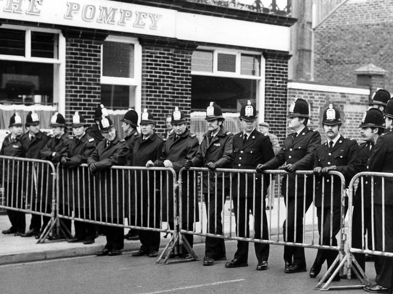 Police in the 1980s: Police outside Fratton Park in May 1982. The News PP1089