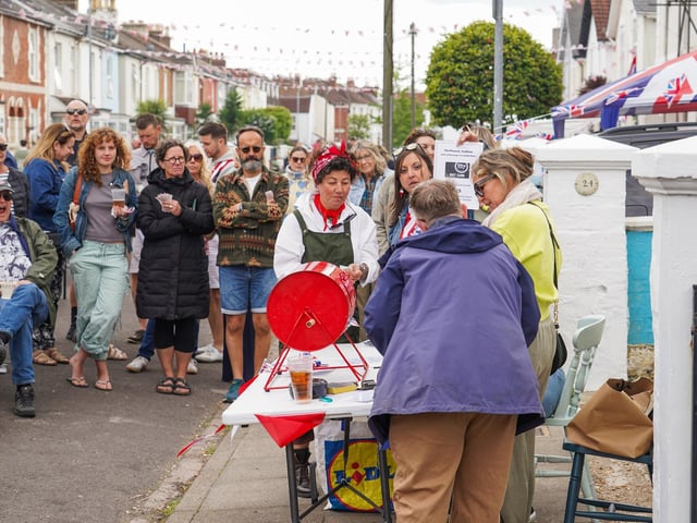 Tombola at the VE Day street party on Duncan Road. Picture: Alec Chapman