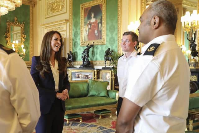 The Princess of Wales meets the ship’s company of HMS Glasgow at Windsor Castle in 2022. Picture: Cpl Tim Hammond/Royal Navy.