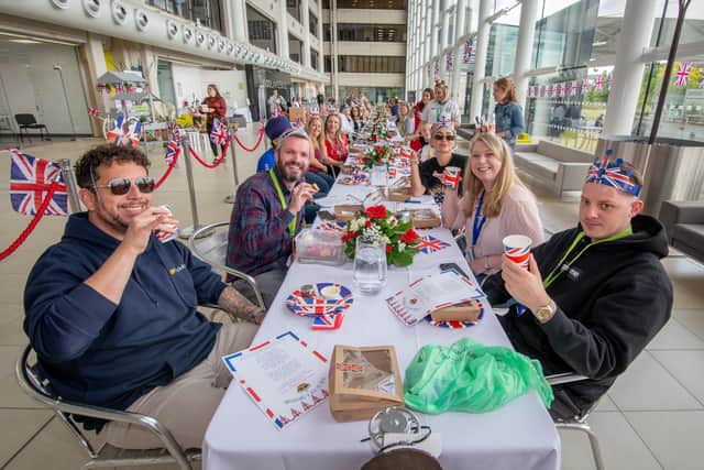 Guests having sandwiches and scones at the lobby of 1000 Lakeside. Picture: Habibur Rahman