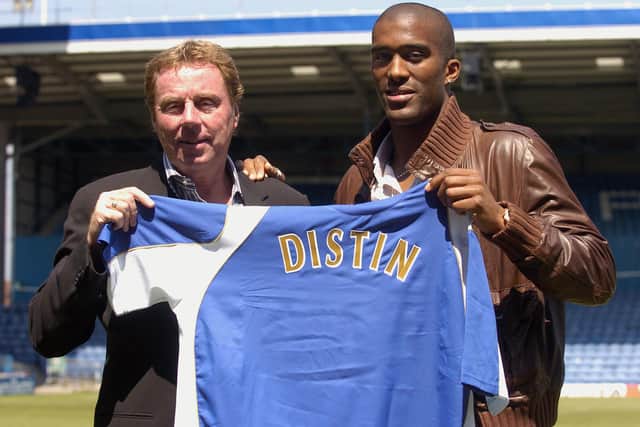 Harry Redknapp welcomes Sylvin Distin to Fratton Park