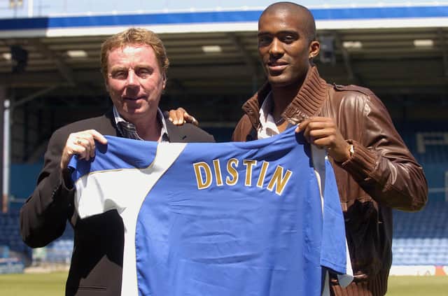 Harry Redknapp welcomes Sylvin Distin to Fratton Park