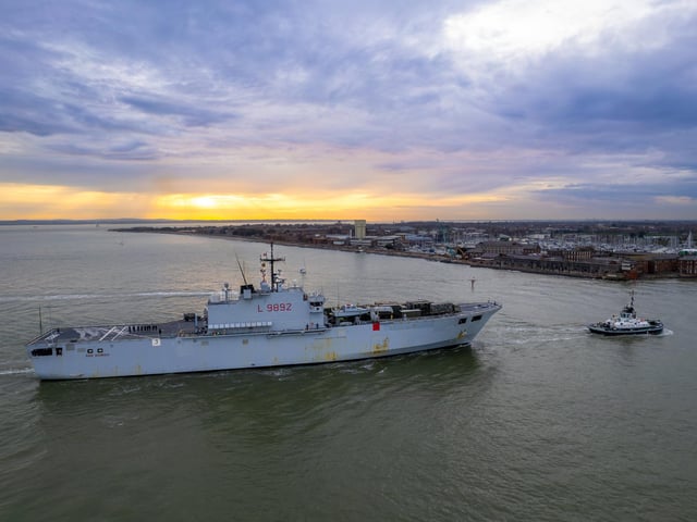 ITS San Giorgio is escorted into Portsmouth Harbour
Photos by Alex Shute