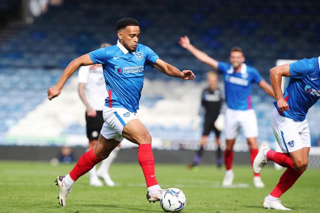 Former Norwich man Louis Thompson in action against Peterborough. Picture: Joe Pepler