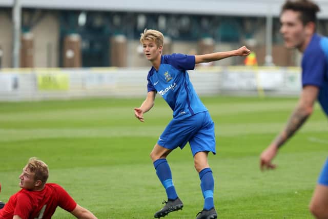 Tommy Leigh scored four goals for Baffins Milton Rovers when they caned New College Swindon 14-1 in an FA Vase tie in 2018/19. Picture: Chris Moorhouse
