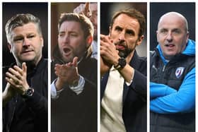From left, Karl Robinson, Lee Bowyer, Gareth Southgate and Paul Cook.