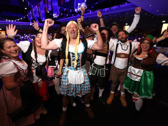 Oktoberfest 2023 at Portsmouth Guildhall. Pictured is action from the event.
Pictured are the Meon Milton Youth FC people.
Saturday 28th October 2023.
Picture: Sam Stephenson.