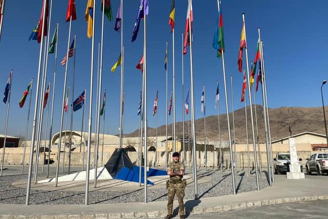 Hilsea-based army reservist, Gunner Ben Dawson pictured in Afghanistan during his deployment this year.