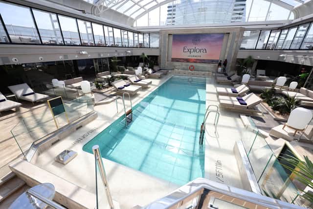 The indoor swimming pool, one of the many luxurious things passengers can enjoy on board. Picture: Sam Stephenson.