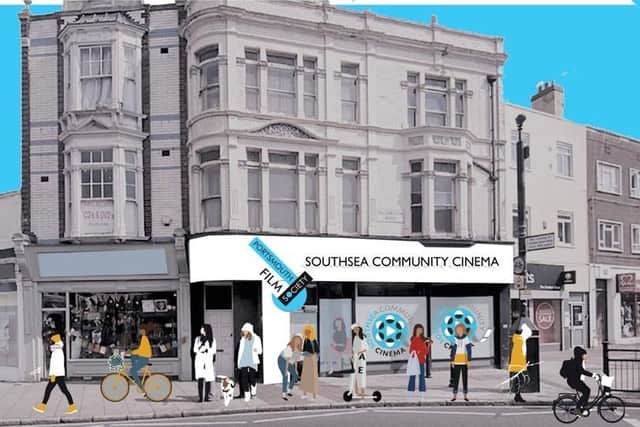 A mock-up of how the proposed Southsea Community Cinema could look at 1-3 Palmerston Road, Southsea