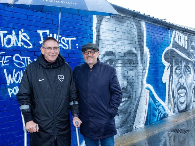 Alan Knight and Guy Whittingham braved the rain for the unveiling.
